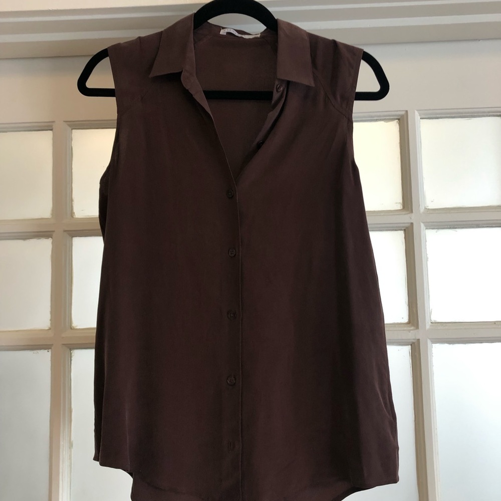 Everlane silk sleeveless shirt - maroon